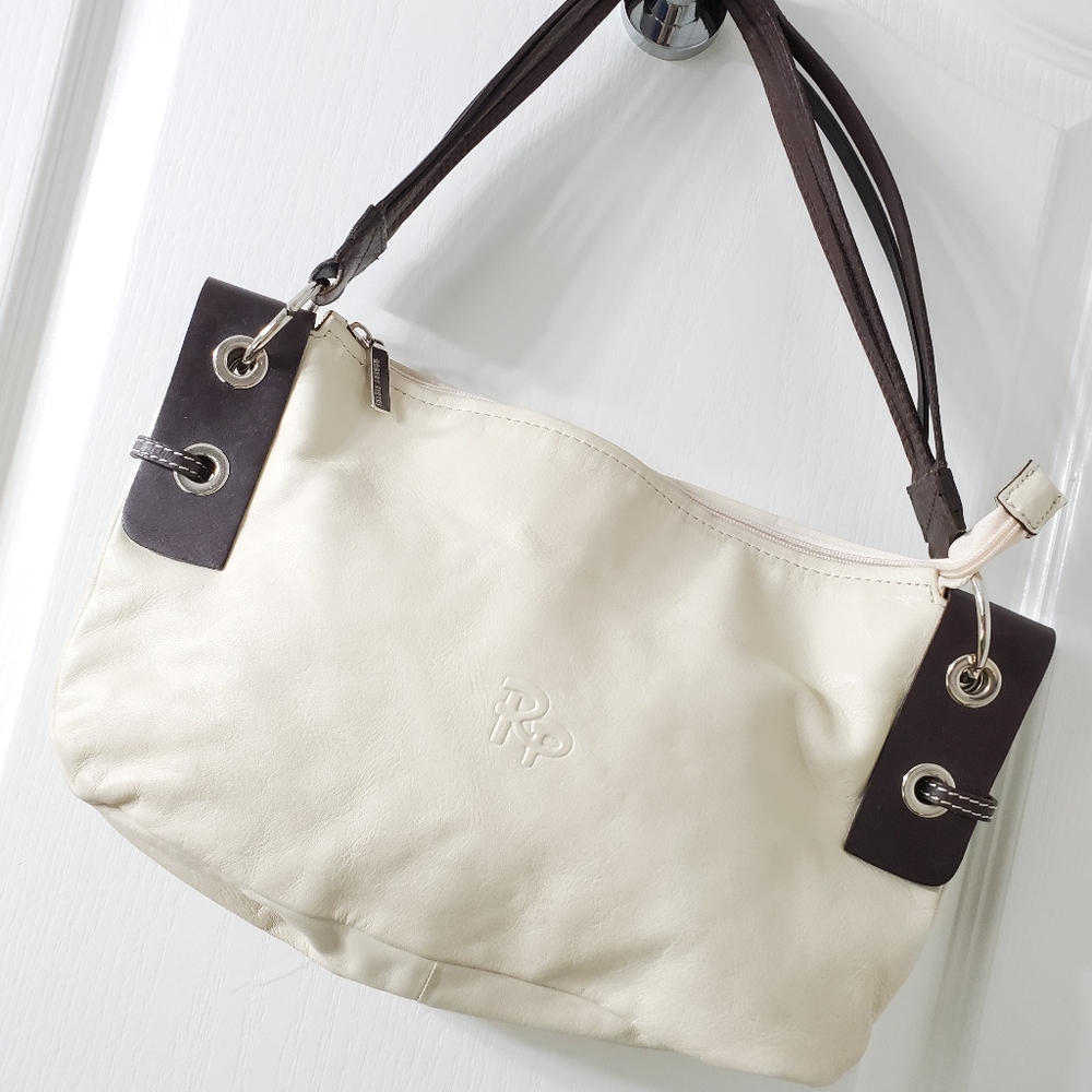 ROBERT PIETR Spain Ivory Leather Tote Handbag